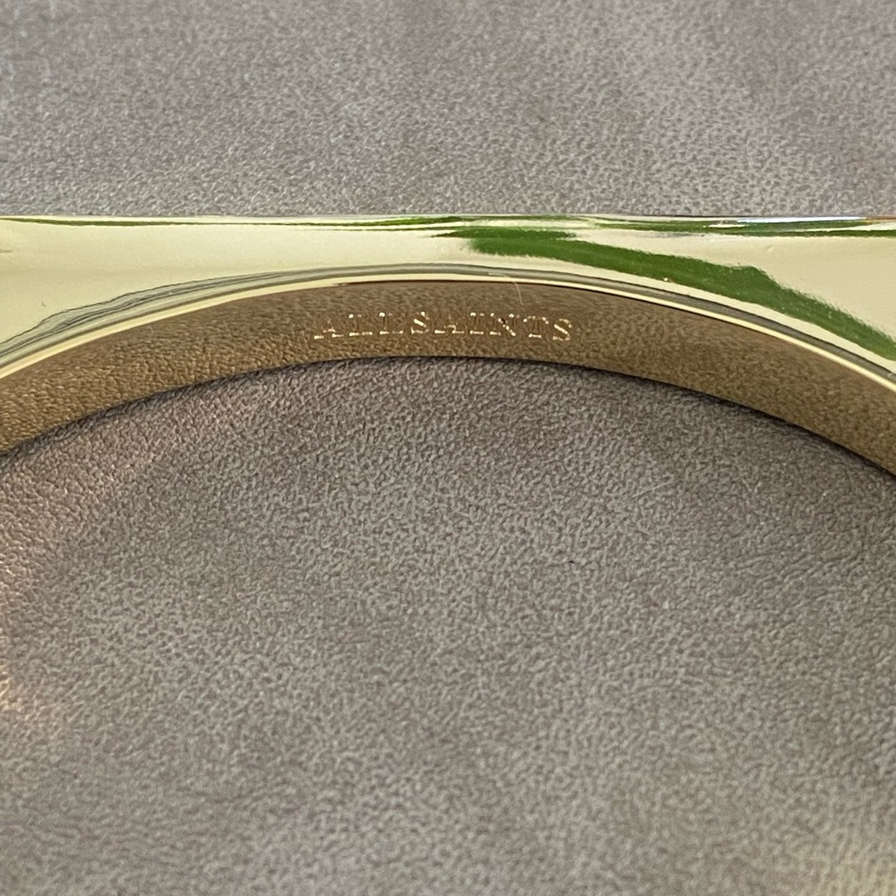 ALLSAINTS Signature Hexagon Cuff Bangle Bracelet Gold Tone NWT - Picture 5 of 6